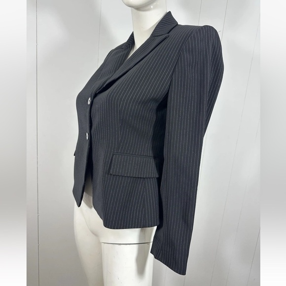 Tahari Arthur Levine Stripe Casual Black Blazer Jacket Career Women's Sz 4 Petit - Picture 3 of 9